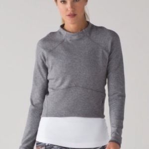 lululemon Gray Cropped Long Sleeve Pullover